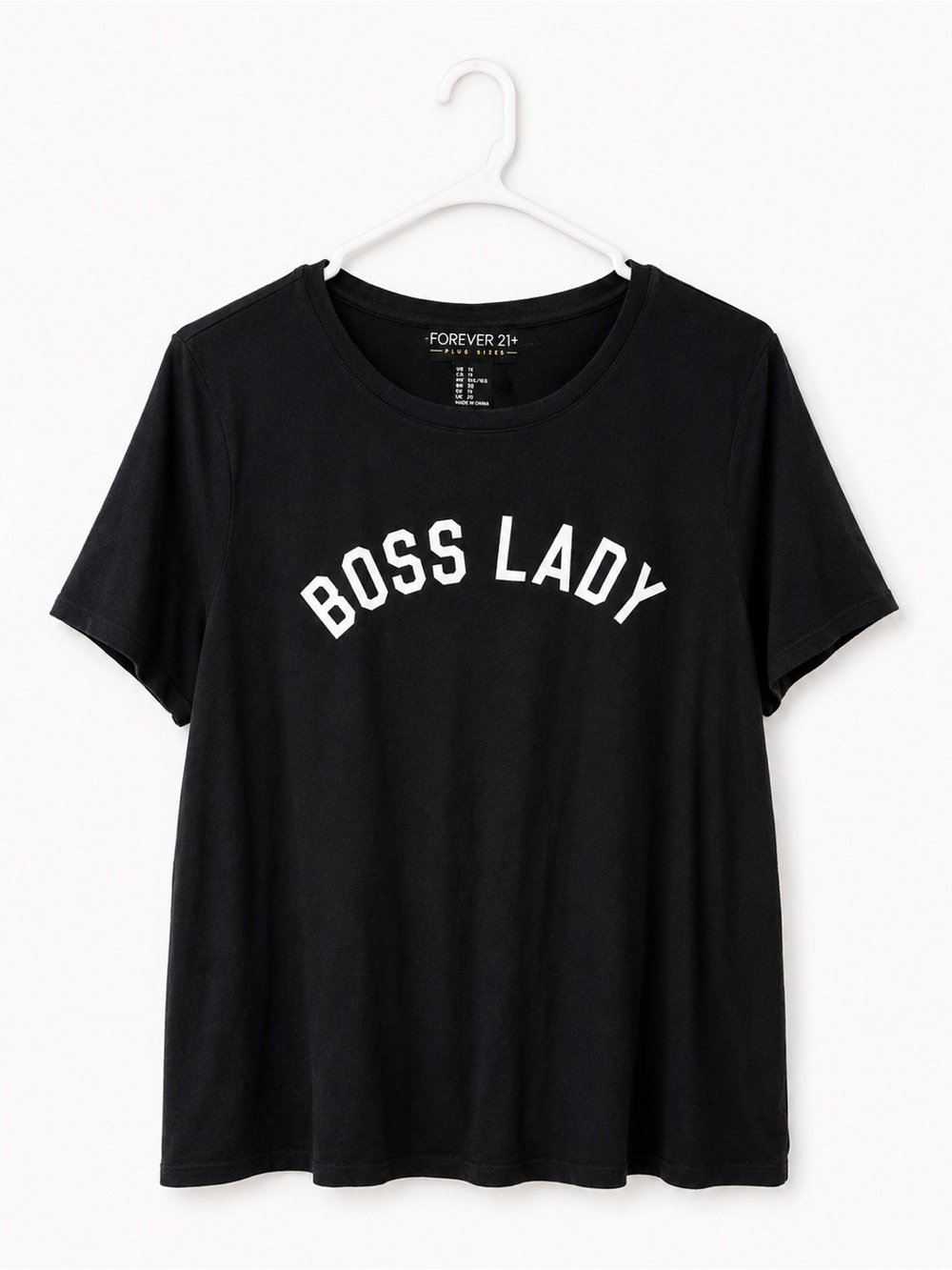 Forever 21 Black Graphic 'Boss Lady' Short Sleeve Tee